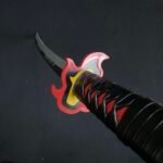 Demon Slayer Tanjiro Fire silver White V2 Cosplay Replica Premium Life Size Wooden Katana [104 CM] || DEMON SLAYER - Image 2