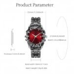 Crimson Eclipse – Gothic Red Dial Metal Watch - Image 2