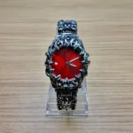 Crimson Eclipse – Gothic Red Dial Metal Watch - Image 4