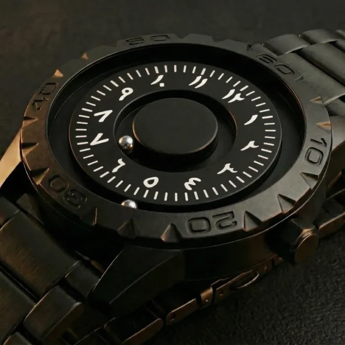 Magneto Metal Arabic Black Watch - Image 3