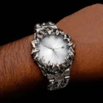 Crimson Eclipse – Gothic White Dial Metal Watch - Image 2